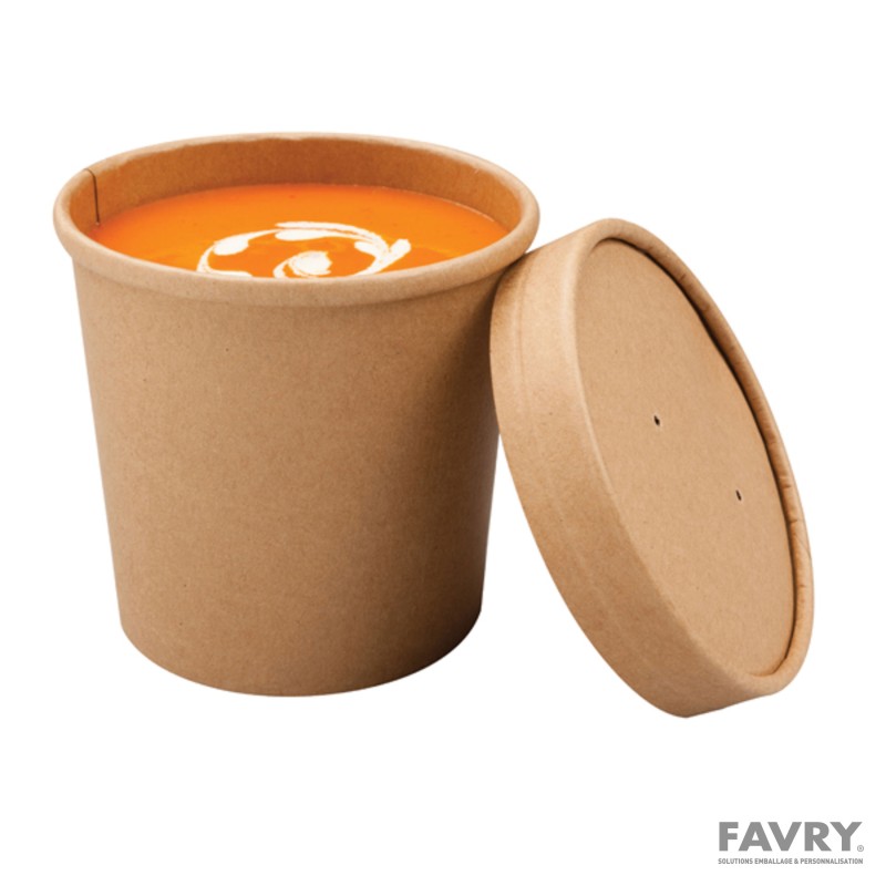 POT A SOUPE~GLACE CARTON BRUN ISOTHERME 470ML Ø99 H.100MM ~25 couv 10262 Su37597