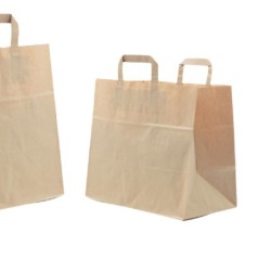 SAC CABAS KRAFT BRUN POIGNEE PLATE 26+20X25CM 70G ~250