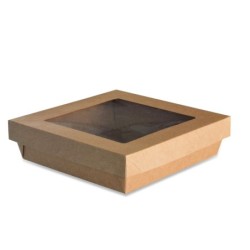 BOITE KRAY CARTON BRUN 170~190 H50MM + COUVERCLE A FENETRE ~40