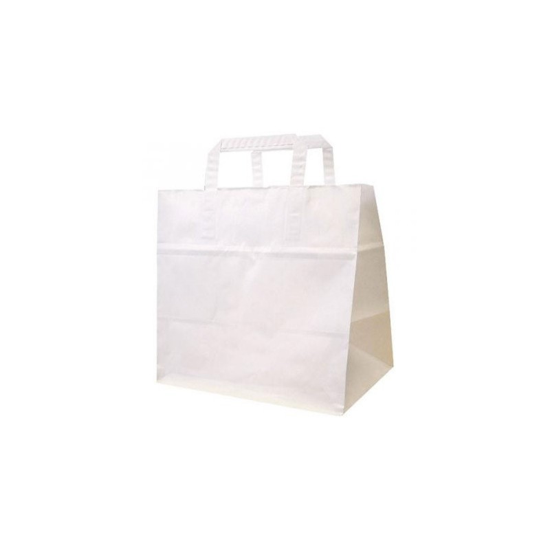 SAC CABAS KRAFT BLANC POIGNEE PLATE 26+17X25CM 70G ~250