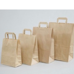 SAC CABAS KRAFT BRUN POIGNEE PLATE 22+10X28CM 70G ~250