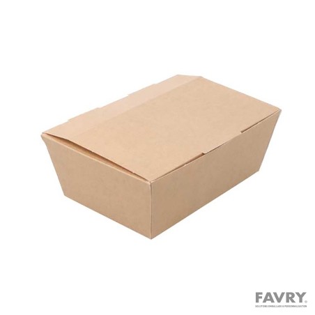 BOITE LUNCH CARTON BRUN COUVERCLE ATTENANT 500ML 140X97 H50MM ~480