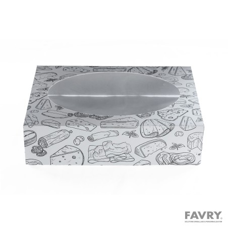 COUVERCLE PM CARTON H80MM AVEC FENETRE PET pour 37640