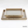PLATEAU BOIS PEUPLIER "BONNE DEGUSTATION" 296X235XH28MM ~70 couv 37641
