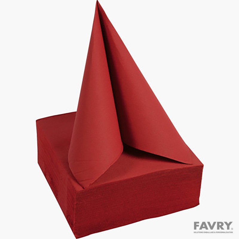 SERVIETTE OUATE DOUBLE POINT 38X38 ROUGE ~40