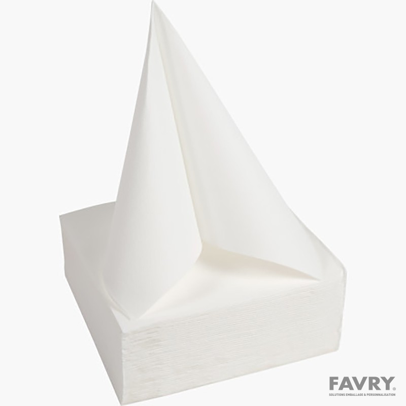 SERVIETTE OUATE DOUBLE POINT 38X38 BLANC ~40