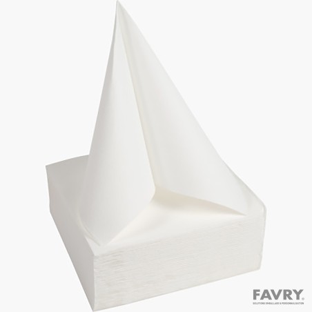 SERVIETTE OUATE DOUBLE POINT 38X38 BLANC ~40