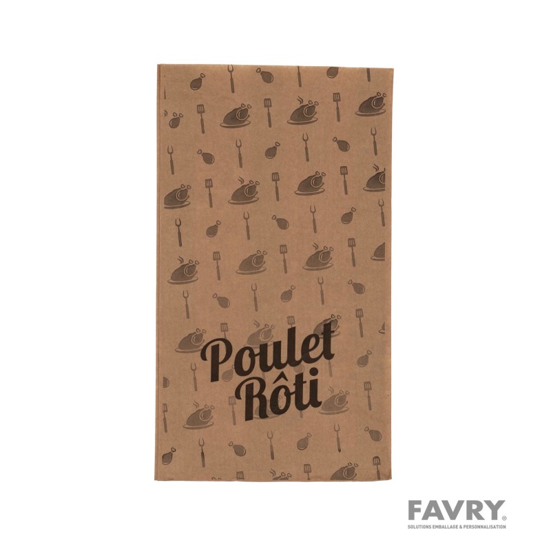 SAC POULET KRAFT BRUN 200+80X350MM ~500