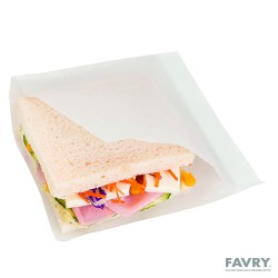 SAC SANDWICH KRAFT BLANC INGRAISSABLE OUVERT 2 COTES 15X15.2CM ~100
