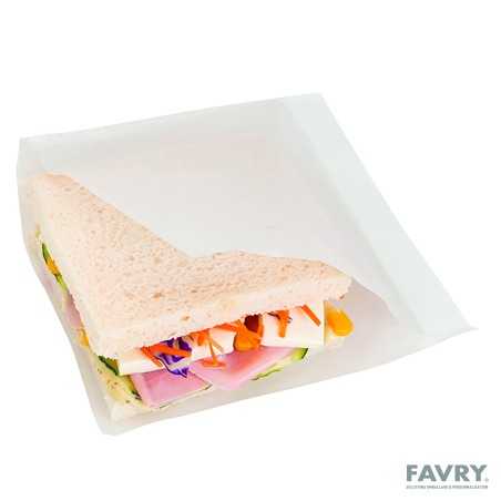 SAC SANDWICH KRAFT BLANC INGRAISSABLE OUVERT 2 COTES 15X15.2CM ~100