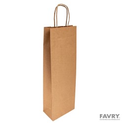 SAC 1 BOUTEILLE KRAFT RECYCLE BRUN RECYCLE 14+8X40CM POIGNEE FICELLE ~250