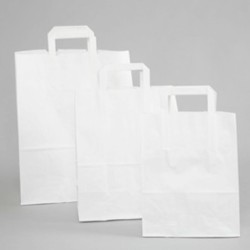 SAC CABAS KRAFT BLANC POIGNEE PLATE 22+10X28CM ~250