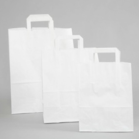 SAC CABAS KRAFT BLANC POIGNEE PLATE 22+10X28CM ~250